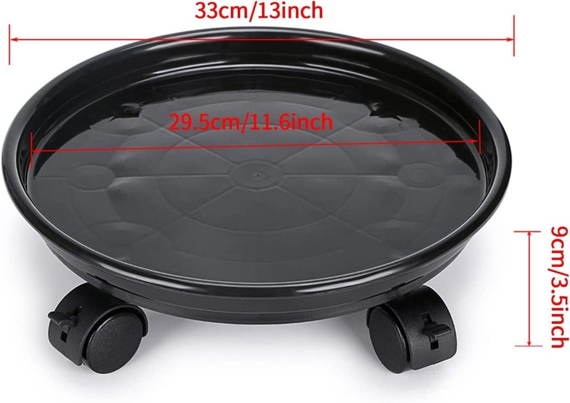 HGLCM 2Pcs Plant Caddy,Planter Pot Mover, Plant Pot Pallet Dolly Caster with Universal Wheels, Round Movable Planter Dolly Trolley Tray Pallet Outdoor Indoor Tree Flower Stand Planter (13 inch+2pcs+black) - Image 2